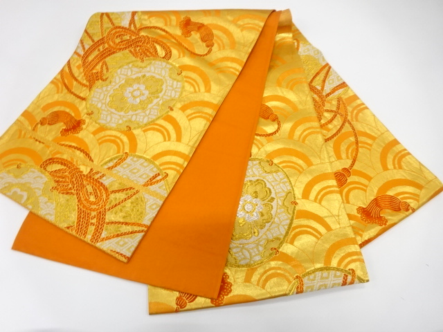  青海波に鼓模様織り出し　袋帯